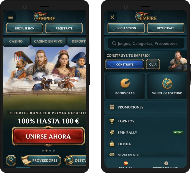Plataforma móvil optimizada de MyEmpire Casino para smartphones