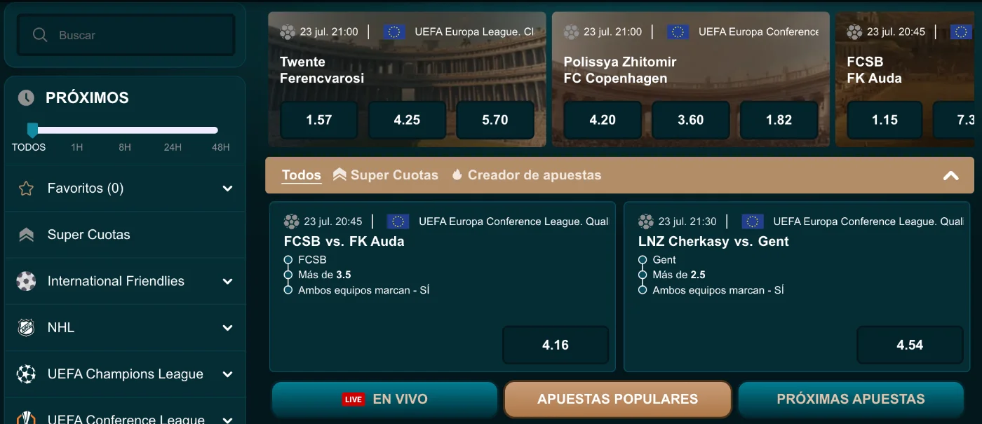 Sección de apuestas deportivas en línea en MyEmpire Casino